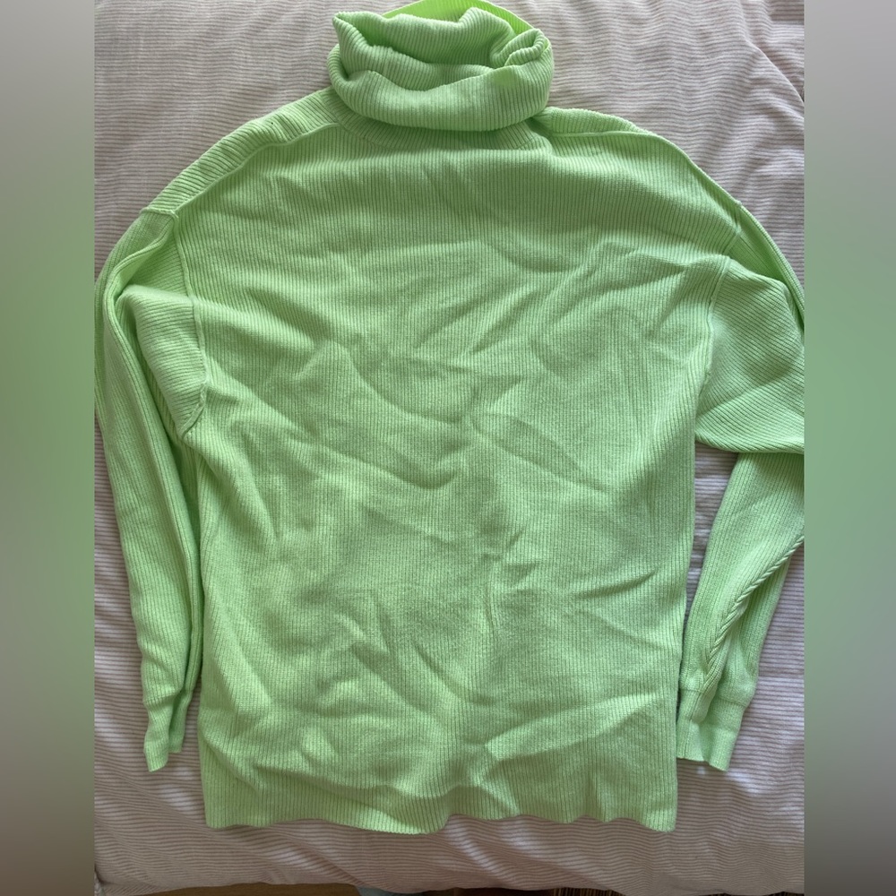 Free people oversized lime green turtleneck sweater